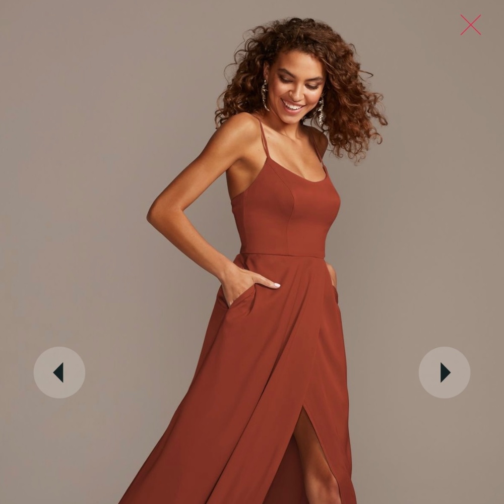 David’s Bridal CREPE-BACK SATIN SPAGHETTI STRAP BRIDESMAID DRESS